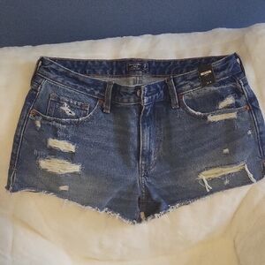 Abercrombie & Fitch Blue Jean Shorts Distressed Cut-Off